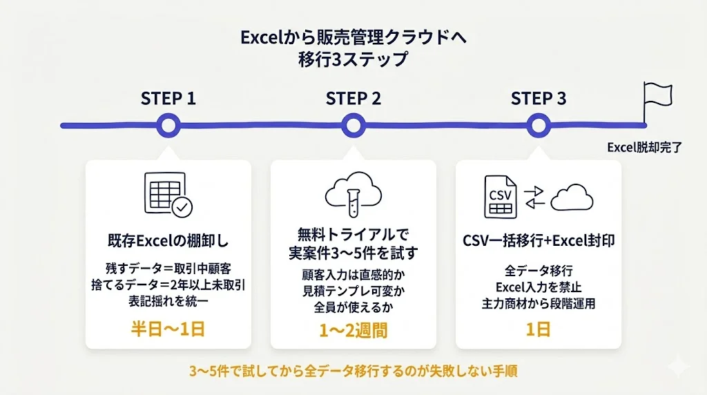 Excelから販売管理クラウドへ 移行3ステップ