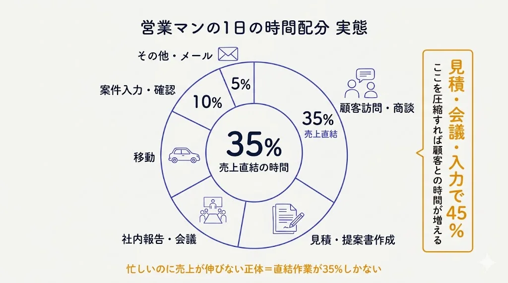 営業マンの1日の時間配分 実態