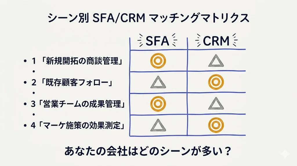 シーン別 SFA/CRM マッチングマトリクス